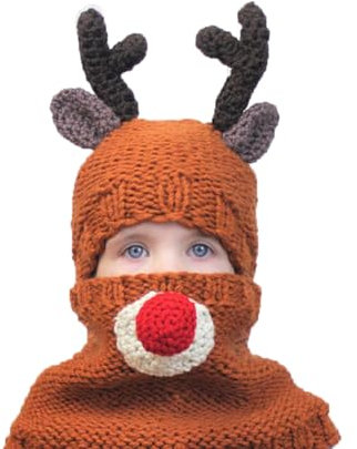 NICEYEA Kinder Winter Warm Gestrickt Mütze Schal Set Eule Elch Wollstrickmütze Beanie Hut mit Rundschal Schlauchschal Bommelmütze Loop Schals Haube Halswärmer Earflap Hut für Kleinkind 3-9 Jahre Alt