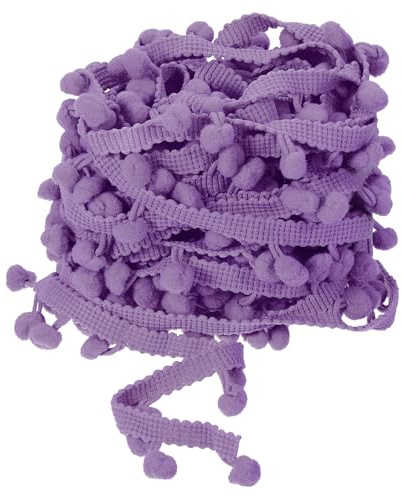 QUARKZMAN 20 Yards Pom Pom Ball Fringe Trim Band Nähzubehör 8mm Lila | DIY Basteln, Für Heimvorhang Kleidung Kissen Dekoration