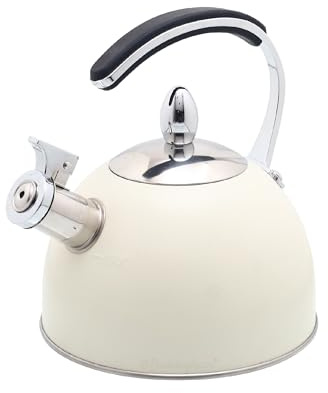 Buckingham Stove Top Whistling Kettle Classic Design Durable Stainless Steel Teapot for All Hob Types Including Induction 2 litres (Matt Cream)