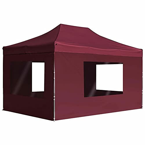 Rantry Professioneller Faltpavillon aus Aluminium, Wände 4,5 x 3 m, rot, Gartenpavillon, faltbar, Außenpavillon für Garten, Balkon, Terrasse