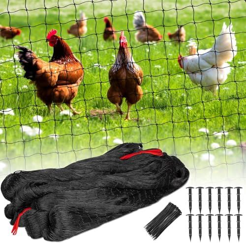 Vogelschutznetz Engmaschig Vogelnetze 7.5x15m mit Maschenweite 5cm | Taubennetz Balkon Teichnetz Feinmaschig Volierennetz Hühnernetz Laubnetz Schwarz Witterungs & UV Beständig
