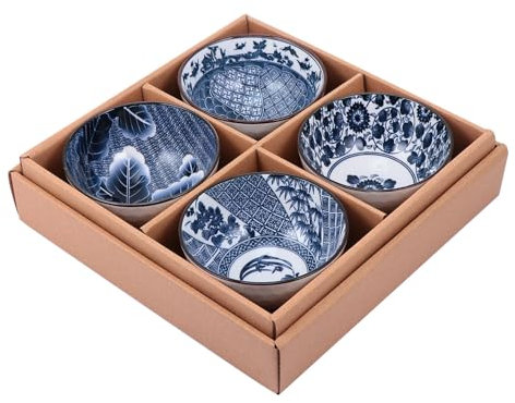 WATIIFUFU 4stücke Teiliges Premium Keramik Schalen Set Mit Blauem Muster Für Snacks Desserts Und Geschenkidee Für Hochzeiten Und Feiertage