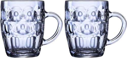 Boccale da birra in vetro personalizzato Bicchieri da birra con manico, boccali in vetro da 19 once, set di bicchieri da birra tradizionali, bicchieri perfetti for bere tutti i giorni, confezione da 2