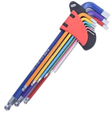 Juego de 9 llaves hexagonales de brazo largo de 1,5 mm y 10 mm para reparación de bicicletas, juego de llaves Allen para tornillos Allen, herramientas manuales profesionales (juego de llaves
