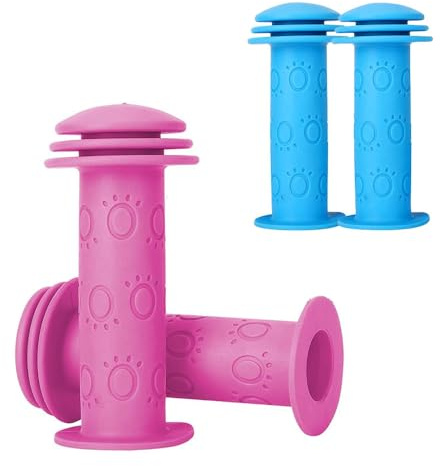Voarge Poignées pour guidon de vélo pour enfants, 22 mm, en caoutchouc antidérapant, 105 mm, extrémités de sécurité pour vélo, scooter, tricycle et bicyclette (rose)