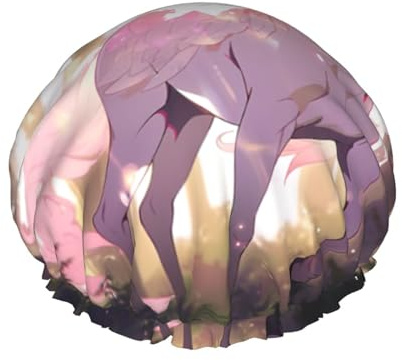 YHBLYKXP Einhörner roter Druck, verstellbare doppellagige Duschhaube, wiederverwendbare Damen-Duschhaube für Spa-Salons
