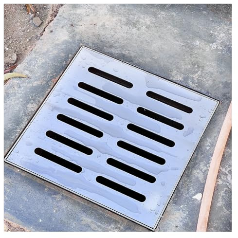 Ablaufgitter aus 304 Edelstahl, 50 x 50 cm, dekorative Dachrinnenabdeckung für Außengaragen, Beton, abnehmbare Abdeckung, Gitterrost, Bodenablauf für 10,2 cm, 15,2 cm, 25,4 cm, 25,4 cm, 25,4 cm, 30,5