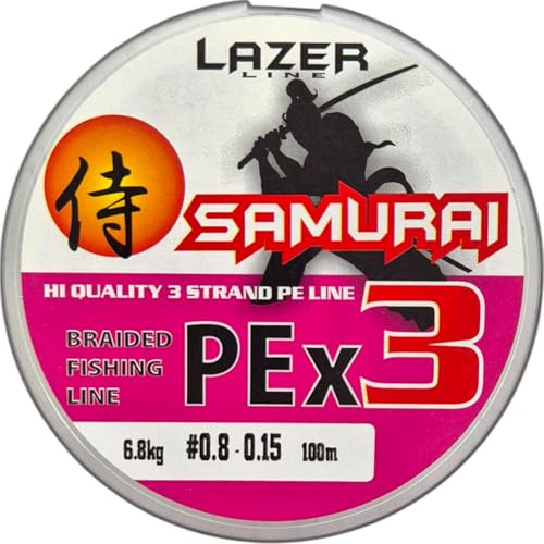 LAZER LINE Angelschnur Geflochten PE X3 100m Dia 0,15mm Test 6,8kg - Geflochtene Schnur 3fach - Angelsehne - Braided Fishing Line - Rundgeflochtene Angelschnüre - Angeln auf Karpfen Hecht Barsch Wels