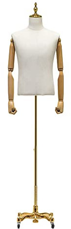 Schaufensterpuppe Weibliche Schaufensterpuppe, männliche Schneiderpuppe, modischer Schaufensterpuppen-Torso, höhenverstellbar mit Arm aus Massivholz und Metallsockel, für Bekleidungsgeschäft