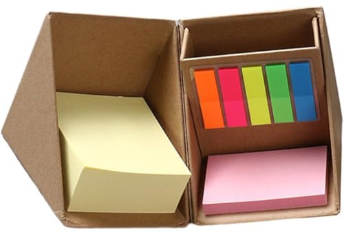 AMOYER Scatola per Appunti con Appunti Scatola per Appunti Autoadesiva Scatola per Appunti Pieghevole Scatola per Adesivi Girevole Blocco Note Carta per Appunti
