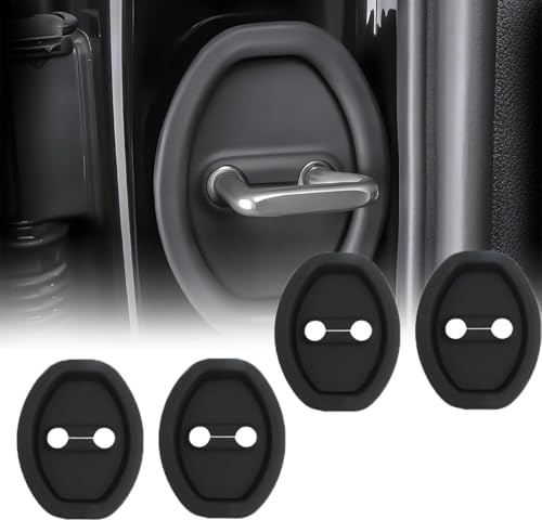 WXRNBN 4 Pcs Car Door Lock Protective Cover for VW Arteon 2019 2020 2021, Car Silicone Door Latch Protective Covers Door Lock Protective Cover for Car Car Door Shock Absorbe,Black