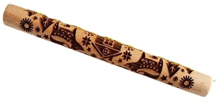 XIUsheUA Mattarello in Legno con Texture in Rilievo, a Forma di Cervo, Stella, Campana, Artigianato in Zucchero, Decorazione di Torte, Utensili da Forno, mattarelli incisi per Cucina, Cottura