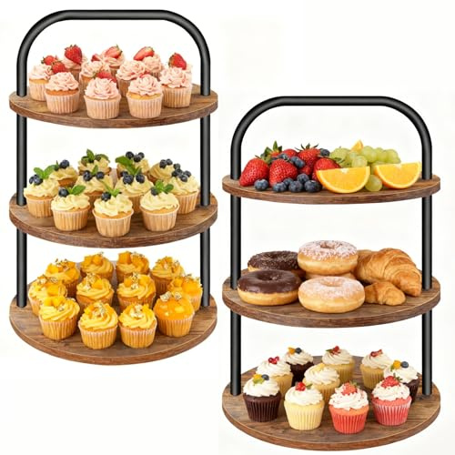 HENAYUK Alzata per torte a 3 piani, rotonda, per torte a più piani, muffin, torte, dessert, matrimoni, compleanni, feste (2 confezioni)