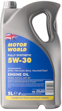 MOTORWORLD Fully Synthetic C2/C3 Engine Oil 5W-30 – Premium Full Synthetic Motor Oil for BMW & Mercedes, Low SAPS, ACEA C2 C3 Approved – 5L