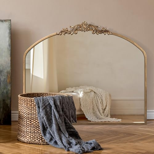 PERFNIQUE Specchio vintage, 91,4 x 76,2 cm, stile barocco antico, decorazione tradizionale da parete, decorazione decorativa per bagno, soggiorno, camino, ingresso e corridoio