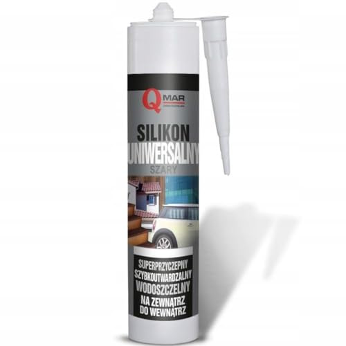 QMAR Universal Silikon Grau 300 ml – Bau- & Montage Dichtstoff, schnellhärtend & elastisch – Fugendichtmasse für Innen & Außen, UV-beständig, wetterfest, haftstark auf Fliesen, Glas & Metall
