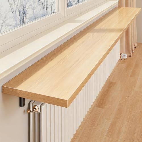 Tablette de Radiateur, Etagere Murale Flottantes, Étagères de Rangement Murales en Bois avec Supports pour Le Rangement et La Décoration(Beige,40x30cm/16x12in)
