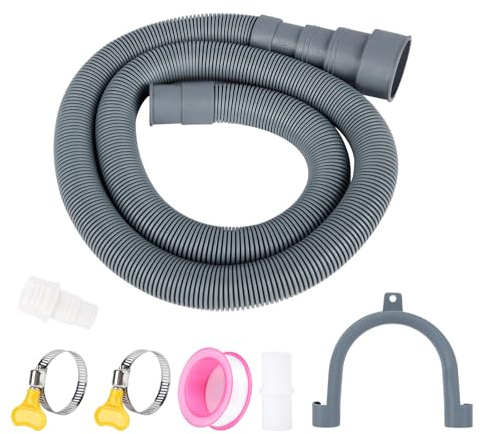 Kit d'extension de tuyau de vidange, 1 m/1,5 m/2 m/2,5 m/3 m/4 m/5 m, tuyau universel pour lave-vaisselle, y compris les raccords de tuyau et les colliers de serrage, pour lave-vaisselle (2 m)