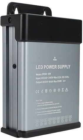 Transformador 220v 12v Led, Led Driver, 200w Ultra Delgado Transfo, Impermeable Ip43 Fuente de Alimentación Leds Driver Para Banda, Publicidad Exterior E Iluminación De Seguridad Exterior, Transfo AC