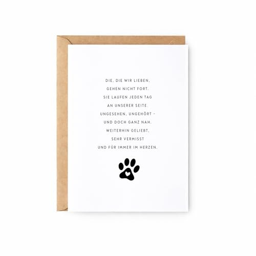 CraftyCards Trauerkarte Haustier mit Pfote | Regenbogenbrücke Karte | Beileidskarte Hund Katze | Erinnerungskarte Tier | Andenken verstorbenes Haustier
