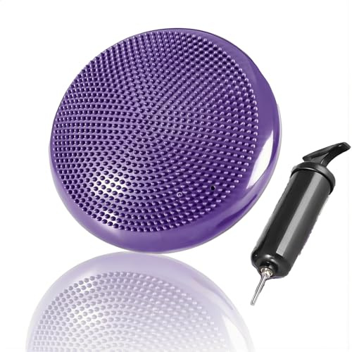 Cuscino per l'equilibrio per bambini e adulti, con pompa ad aria, diametro di 33 cm, per allenamento dell'equilibrio, tappetino da yoga, tavola da massaggio, cuscino fisico per core, coordinazione