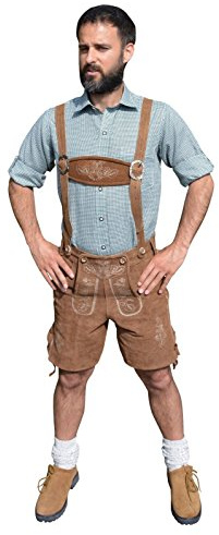 Kurze Trachten Lederhose aus echtem Leder Dunkelbraun Kniebundhose Größe 46 48 50 52 54 56 58 60