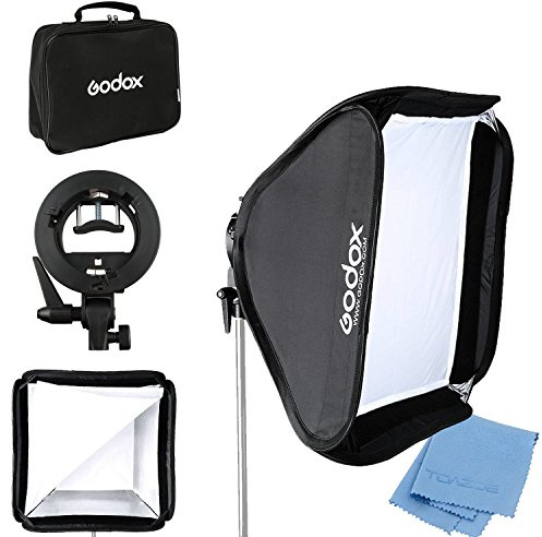 Godox 60 x 60 cm Faltbare Universal-Softbox mit S-Style-Speedlite-Halterung für Flash Bowens, Elinchrom-Halterung, richtungsverstellbar