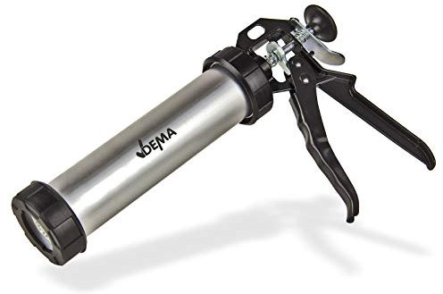 DEMA Alu Kartuschenpistole 310 ml, Kartuschenpresse Silikonspritze, stabil, ergonomisch, präzise dosierbar, für Silikon, Acryl, Montage, Verfugung