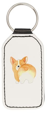 Mr. & Mrs. Panda Rechteckig Schlüsselanhänger Corgi Po - Geschenk, Corgie, Modern, Spruch, Kunststoff, Sprüche, Hund, Selbstliebe, Mit Foto, Für Paare, Rechteckiger Wunschtext