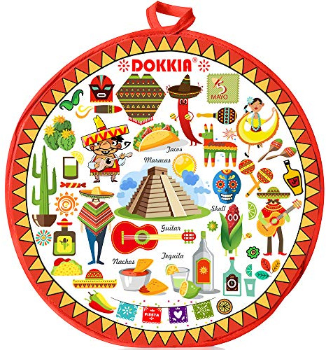 LEONAL Tortilla Warmer Taco 12 Inch Insulated Pouch Cloth - Microwave Use Fabric Bag to Keep Food Warm for up to One Hour (Fiesta Maracas Sombrero Serape Poncho)