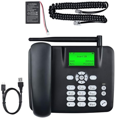 Lychee telephone,Wireless Quad Band GSM SIM Card Classic Fixed Wireless Desk Phone - Handfree,SMS,Rechargeable Battery,Large Backlit Display,Radio (GSM:850/900/1800/1900Mhz)