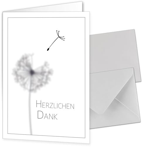 beriluDesign 25 Danksagungskarten Trauer mit Umschlag - moderne Trauerkarten würdevoll gestaltet als Klappkarten