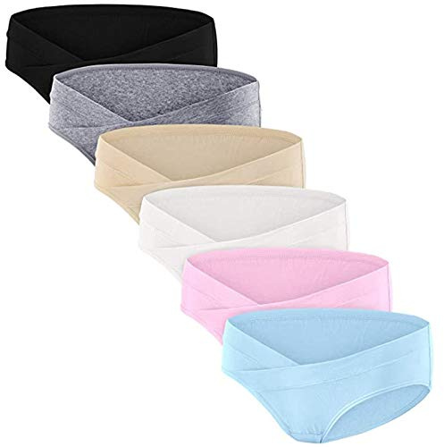 Vuncio Slip Maternité Coton Taille Basse Type V Confortable sous-vêtements Set 6pcs Culotte Maternité Accouchement Culotte Grossesse Grande Taille (Multicolore, 3XL)