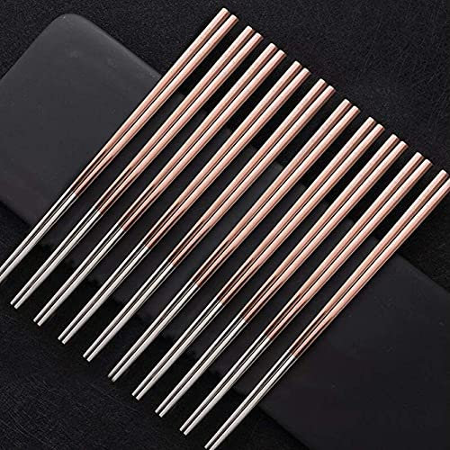 ZHANGDONG Palillos Chinos Palillos japoneses Palillos Sushi Acero Inoxidable Juego de 10 Pares de Palillos japoneses de Metal de Acero Inoxidable, para Adultos, niños, Principiantes, vajilla an