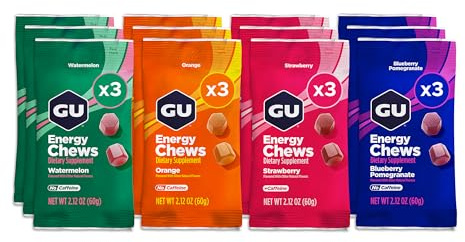 GU Energy Chews, Variety Pack Energy Gummies with Electrolytes, Dairy-Free, On-The-Go Energy for Any Workout, 12 Bags (24 Servings Total)