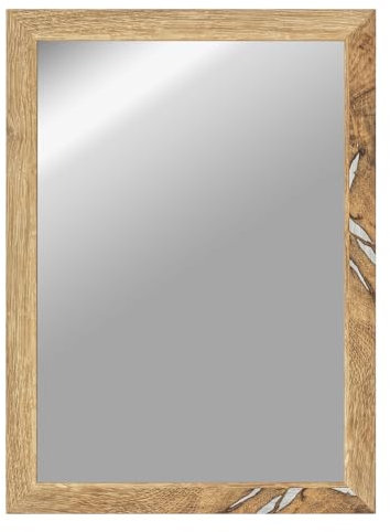 CLAMARO 'VISION' Wandspiegel 35x55 cm maßgefertigt | Eiche Altholz | Moderner eckiger Spiegel mit MDF-Holzrahmen, inkl. Metall Aufhänger und Montagematerial (Querformat & Hochformat)