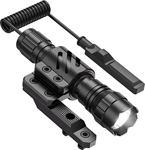 Feyachi FL14 LED Torches 1200 Lumen Matte Black Tactical Flashlight Torch with Flashlight Mount and Pressure Switch Included