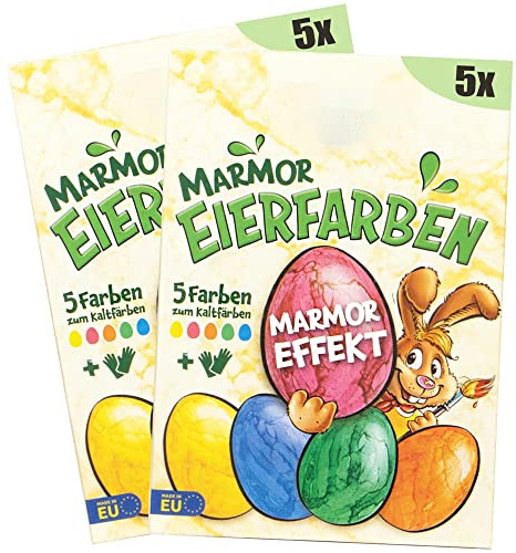 COM-FOUR® 10x äggfärger marmoreffekt - flytande äggfärger för vita och bruna ägg - med speciella handskar för fantastisk marmorering - helt enkelt kallfärgade ägg (Marmor - 10 stycken)