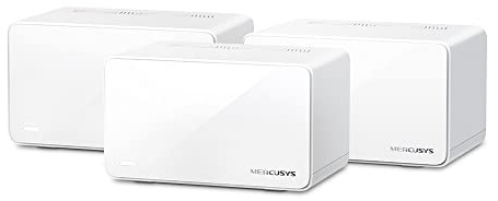 Mercusys Halo H90X(3-Pack) - Router Sistema WiFi 6 Mesh, AX6000, Doble Banda, Cobertura hasta 800 m², 1× 2.5 Gpbs and 2× Gigabit Puerto por Unidad, Administración de la Red,