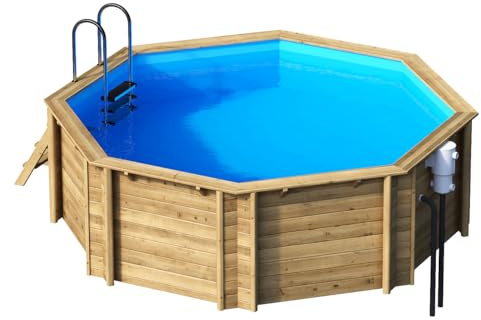 BWT Tropic OCTO 414 Holzpool | Aufstellbecken Aus Holz | Besonders Sicher & Stabil | 386 cm Durchmesser & 110 cm Wasserstand | Effiziente Reinigung mit Poolsaugern von BWT
