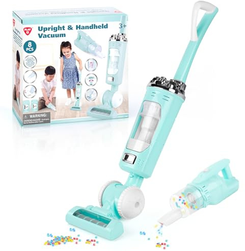 Kids Vacuum Cleaner Toy Set for Toddlers - 2PCS Toy Vacuum Sets for Toddlers 3+ Years Old with Sound Effects, Baby Play Vacuum Pretend Role Play Household Housekeeping Toys for Children Boys Girls