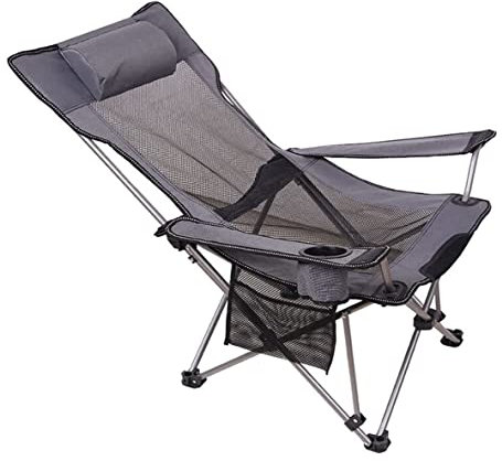 JYARZ Campingstuhl Outdoor-Klappliege Mit Kopfstütze, Tragbarer Sessel Mit Hoher Rückenlehne, Camping-Freizeitstuhl Mit Getränkehalter Und Seitentasche Anglerstuhl Faltstuhl (Color : G)