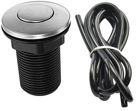 OSALADI 1pezzi Interruttore Aria in Abs Per Tritarifiuti e Vasca Pulsante Pneumatico Nero Con Tubo Facile Installazione e Tenuta Silicone