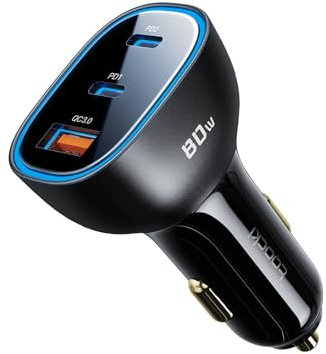 toocki Car Charger USB C, 80W 3-Port Type C Car Charger Adapter Fast Charging, QC&PD Car Charger for iPhone 14/13/12 Samsung Galaxy S23/22/21 Pixel iPad Pro