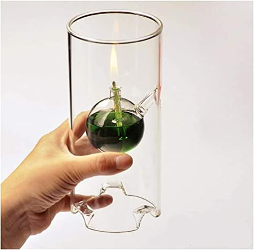 MEMEOKON Glas Ölfeuer warmes Licht Borosilikat inkl. Bliss hängende Hurricane Kerzenhalter Hülse Geburtstag Lampe (17,8 cm)
