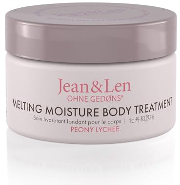 Jean & Len Melting Moisture Body Treatment Peony & Lychee, pour un résultat de soin parfumé, pour peau normale, pot de haute qualité, beurre corporel traitant, 50 ml