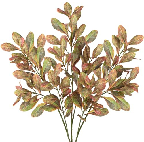 Arborus 3 Stück Herbstzweige Künstliche Pflanzen Zweige mit Blätter 80 cm Gelb Künstliche Äste Pittosporum Zweige für Herbst Deko Balkon Wohnzimmer Fensterbank Zimmer Büro Deko