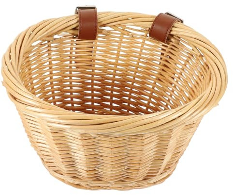 IMIKEYA Fahrradkorb Aus Rattan Für Junge Mädchen Ovaler Vorderkorb Leicht Zu Montieren Aus Natürlichem Weidenmaterial Für Picknick Und Einkauf Passt An Handelsübliche Fahrräder