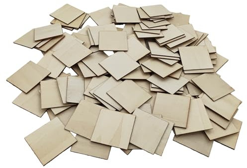 120 fogli di compensato, 5 x 5 x 0,2 cm, in legno di tiglio non finito, quadrati, compensato, per fai da te, disegno, incisione