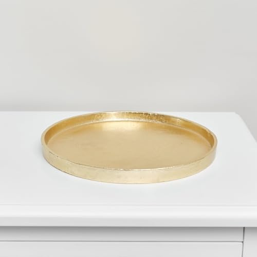 Melody Maison Medium Round Gold Metal Tray - 25.5cm